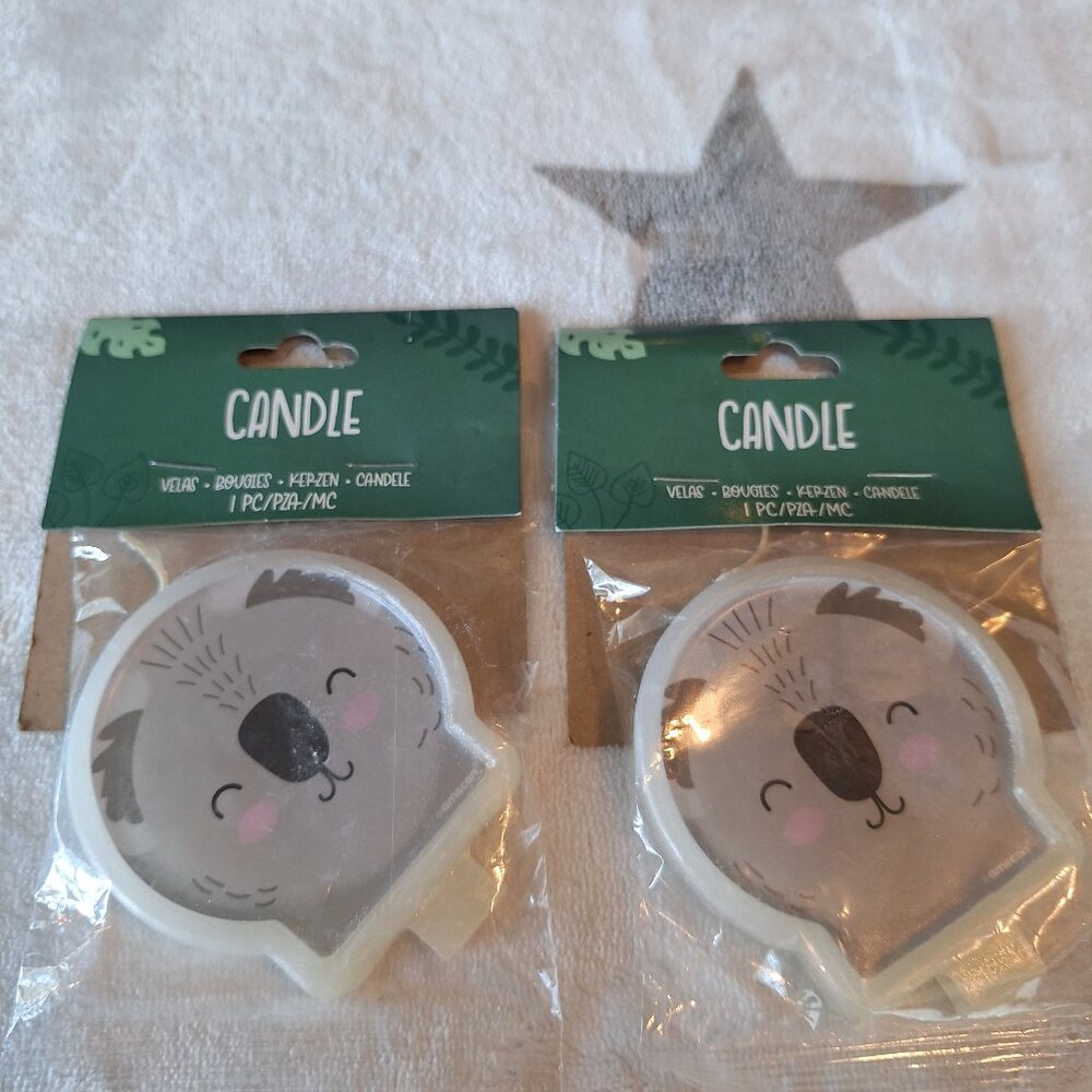 Set of 2 Koala Bear Cake Candles Animal Cute Kids Birthday Party‎ Molded